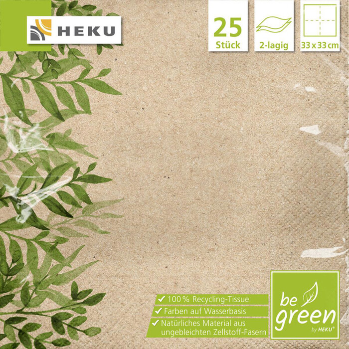 HEKU Servietten Be green 33 x 33 cm 25 Stück braun