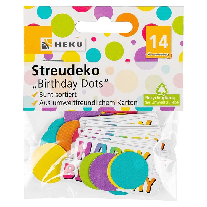 HEKU Streudeko Birthday Dots recyclingfähig mehrere Farben