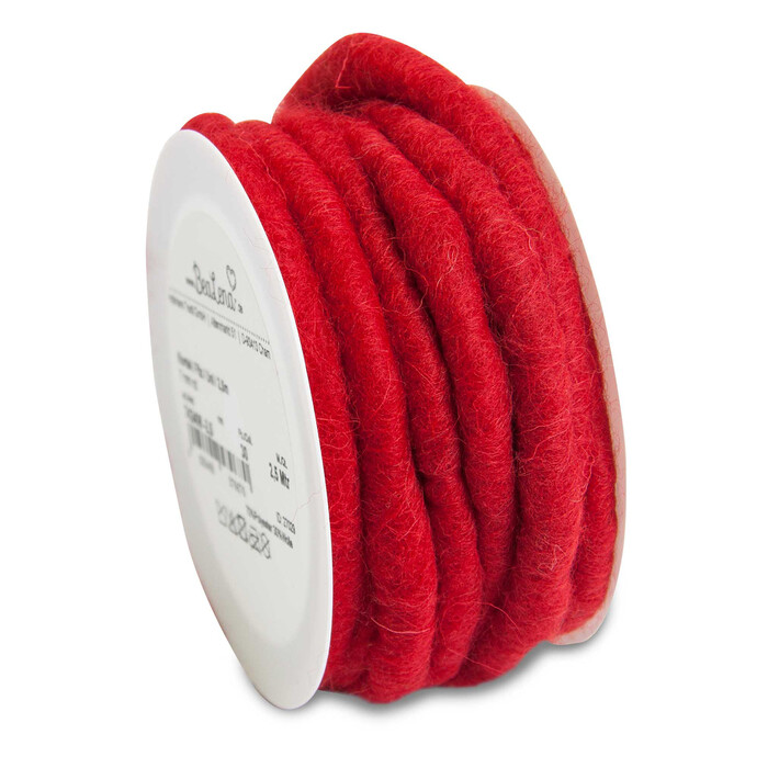 BEALENA Filz-Kordel Uni 2,5 m x 7 mm rot