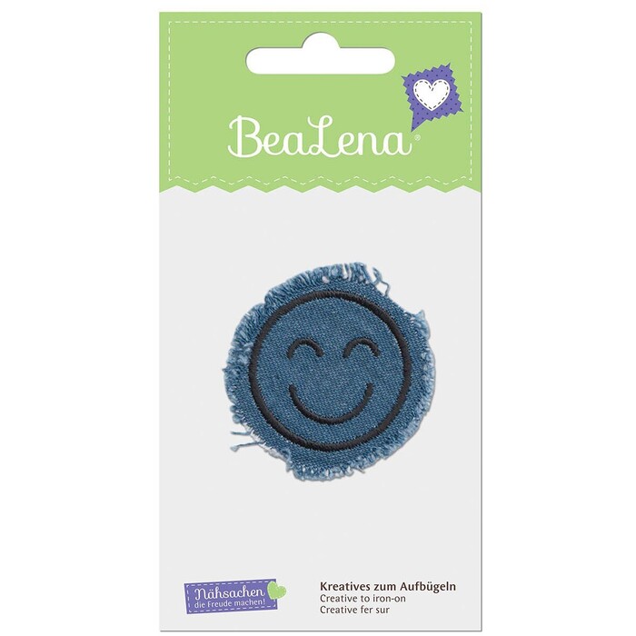 BEALENA Applikation Jeans-Smiley blau