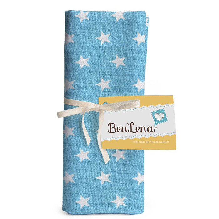 BEALENA Baumwollstoff Sterne 50 x 70 cm hellblau