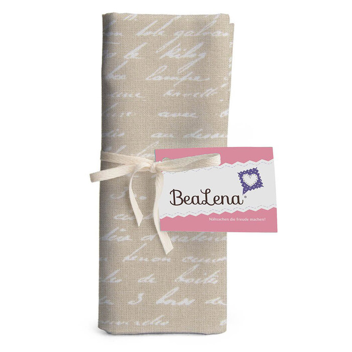 BEALENA Baumwollstoff Schrift 50 x 70 cm hellbraun