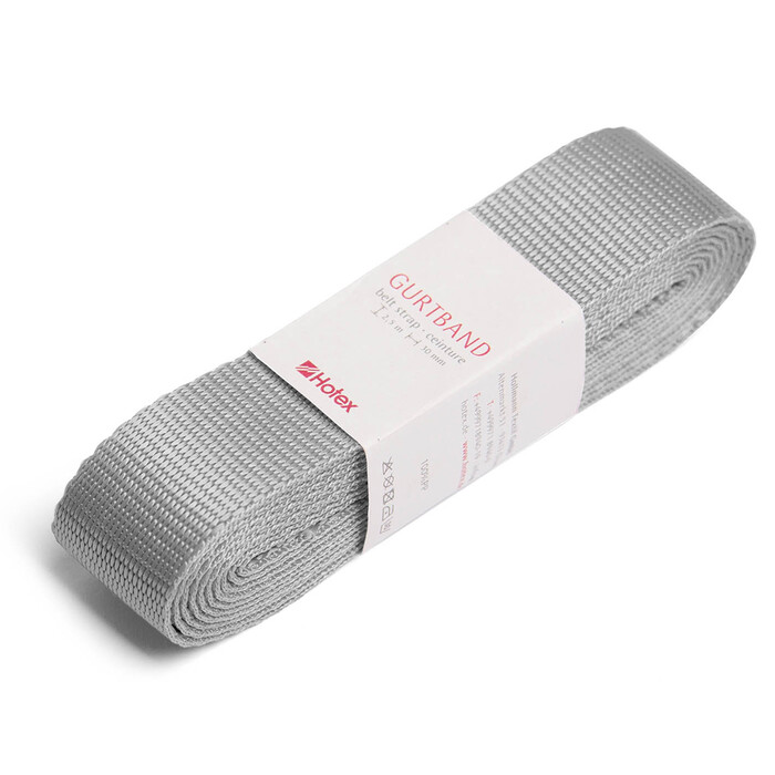 BEALENA Gurtband Uni 2,5 m x 30 mm grau silber