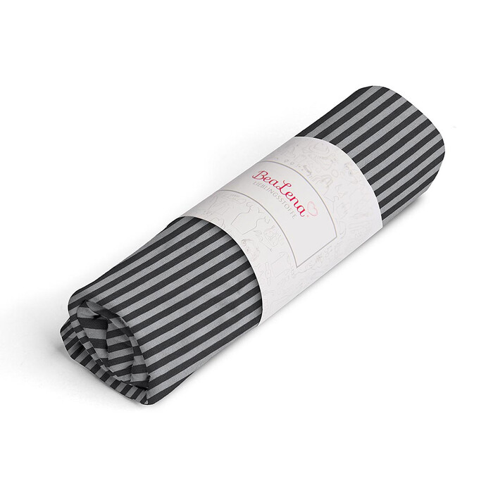 BEALENA Jerseystoff aus Baumwolle Streifen 70 x 100 cm grau