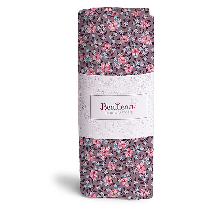 BEALENA Baumwollstoff Blumen 50 x 70 cm lila