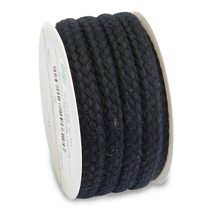 BEALENA Baumwolle-Kordel Uni 2 m x 10 mm schwarz