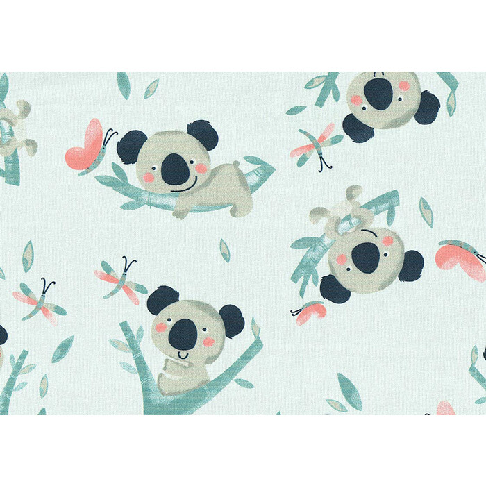 BEALENA Jerseystoff aus Baumwolle Koalas 80 x 100 cm mint