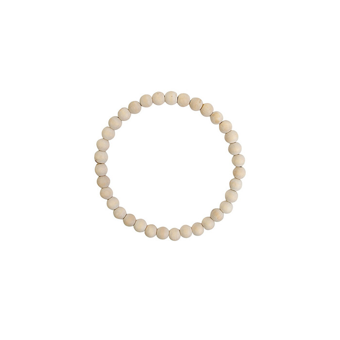 Drahtring aus Holzperlen 15 cm creme