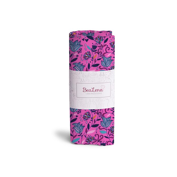 BEALENA Baumwollstoff Blumen 70 x 50 cm pink
