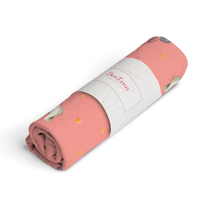 BEALENA Jerseystoff aus Baumwolle Elefanten 75 x 100 cm apricot