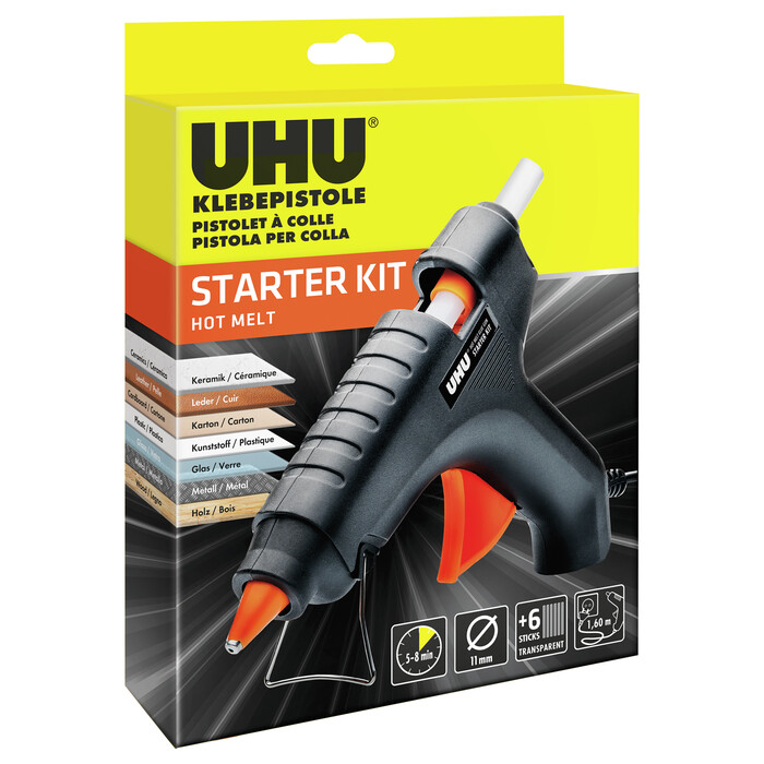 UHU Starter Kit Heißklebepistole mit 6 runden Patronen