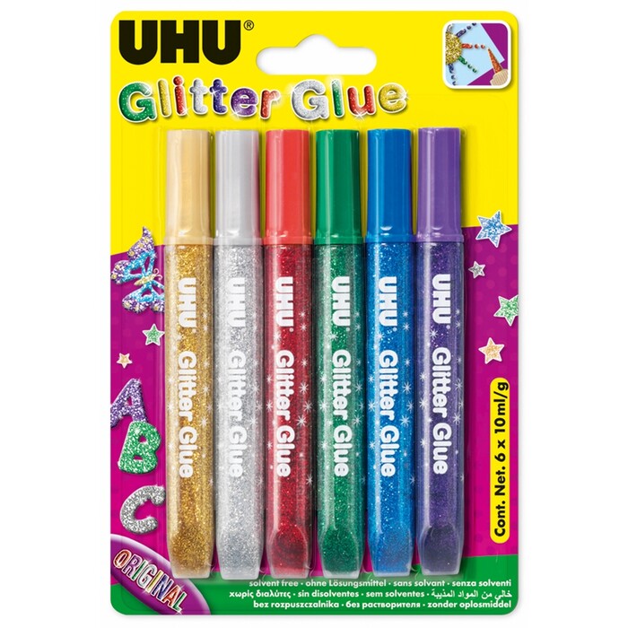 UHU Glitter Glue Original 6 x 10ml