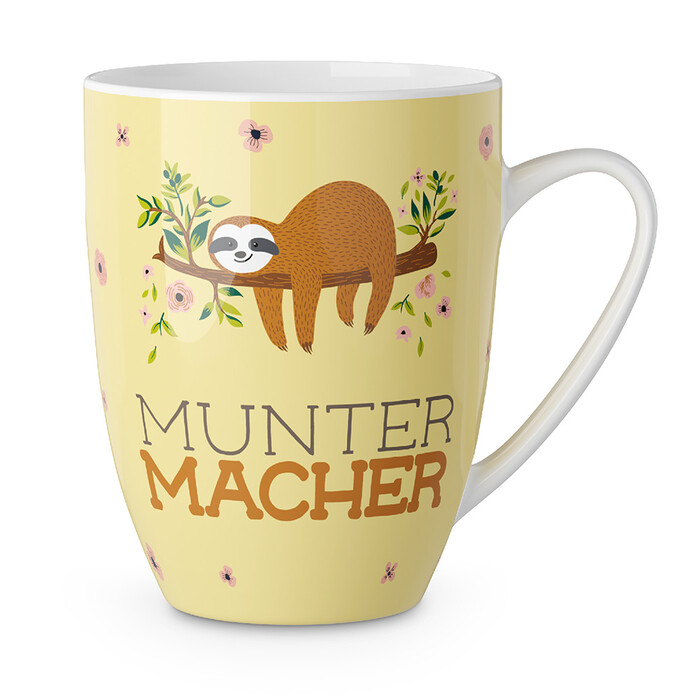 Porzellantasse Muntermacher beige