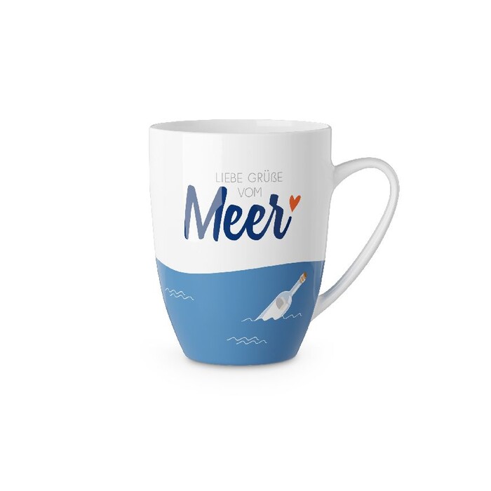 Becher Liebe Grüße vom Meer 250 ml weiß/blau
