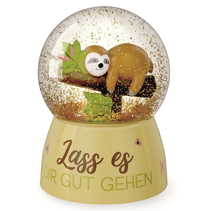 LAVIDA Glitzerkugel Faultier Lass es dir gut gehen beige
