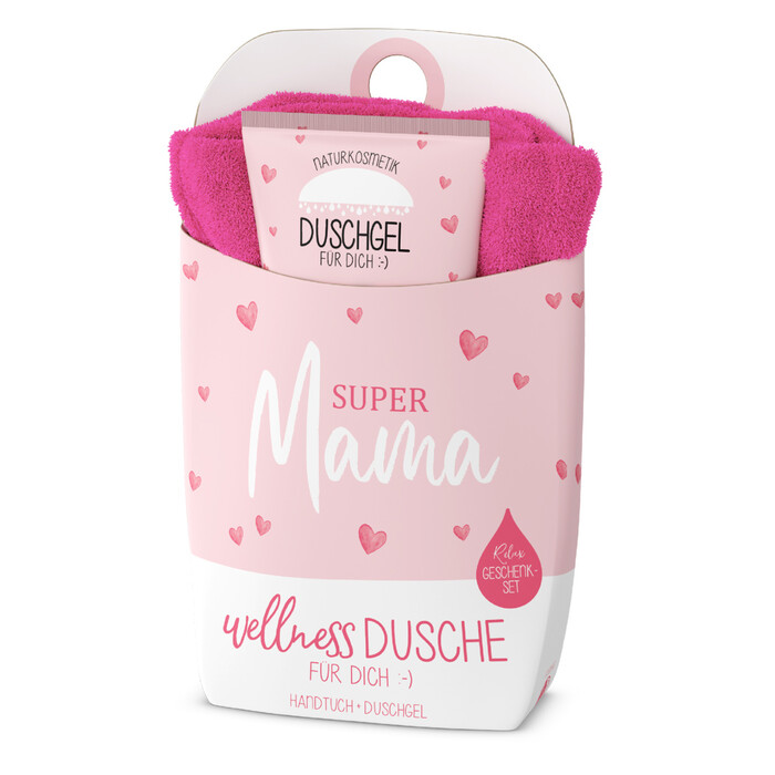 Wellnessdusche Super Mama - Handtuch & Duschgel