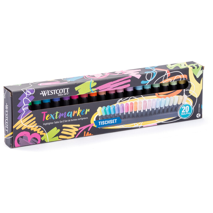 WESTCOTT Leuchtmarker Tisch-Set 20 Stück mehrere Farben