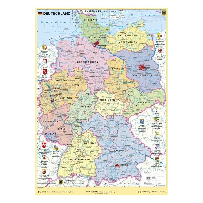 Heinrich Stiefel: Deutschland politisch mit Bundesländerwappen