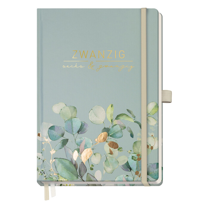 Wochen-Notiz-Timer Classic 25/26 A5 18 Monate [Minty Leaves]