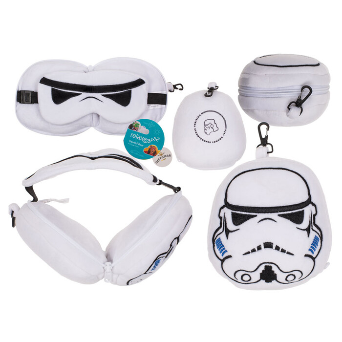 Reise-Set Star Wars Nackenkissen mit Schlafmaske für Kinder Stormtrooper-Design weiß