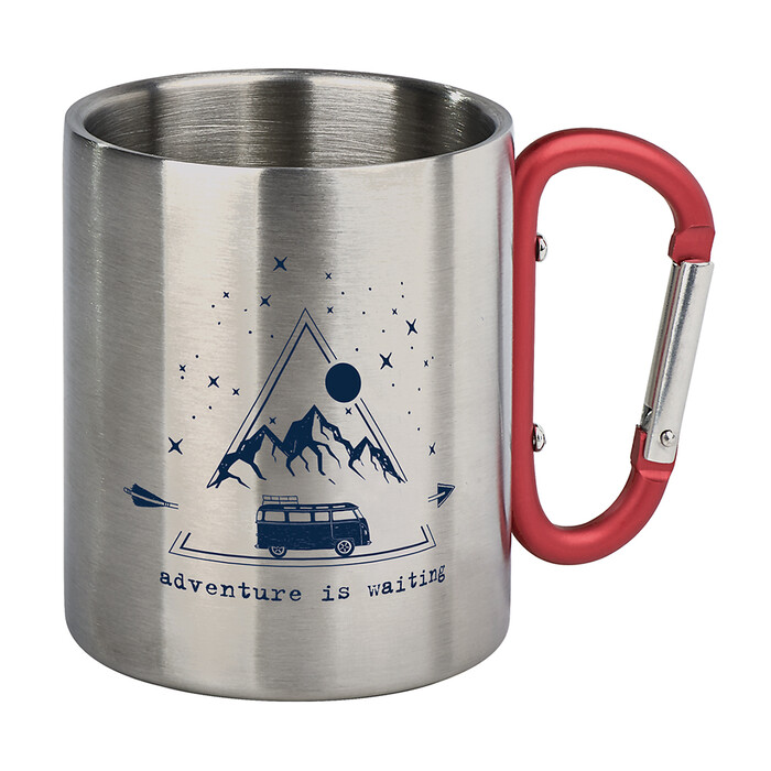 Karabiner-Becher Adventure is waiting Edelstahl 300 ml silber