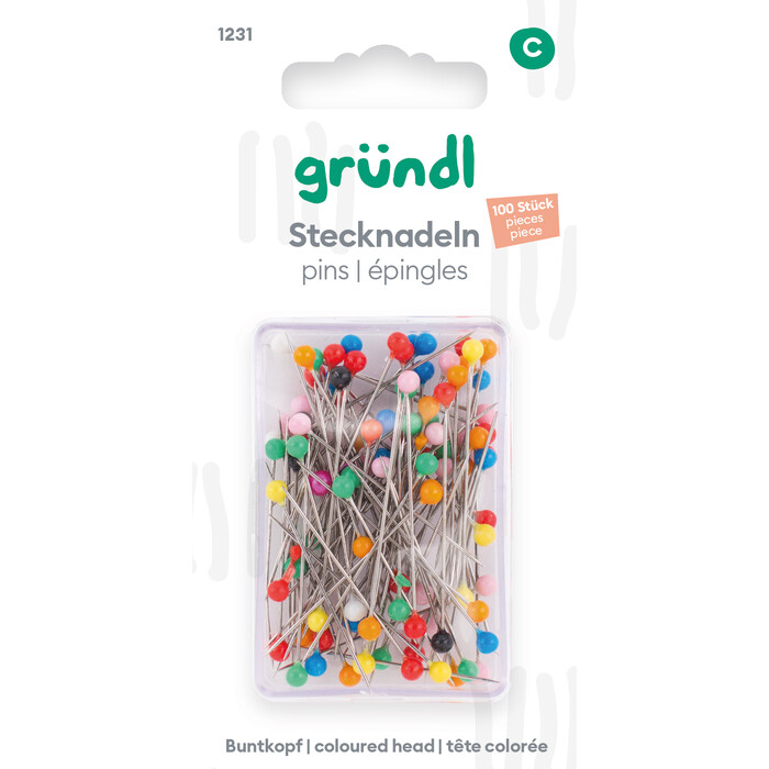 GRÜNDL Stecknadeln 100 Stück bunt