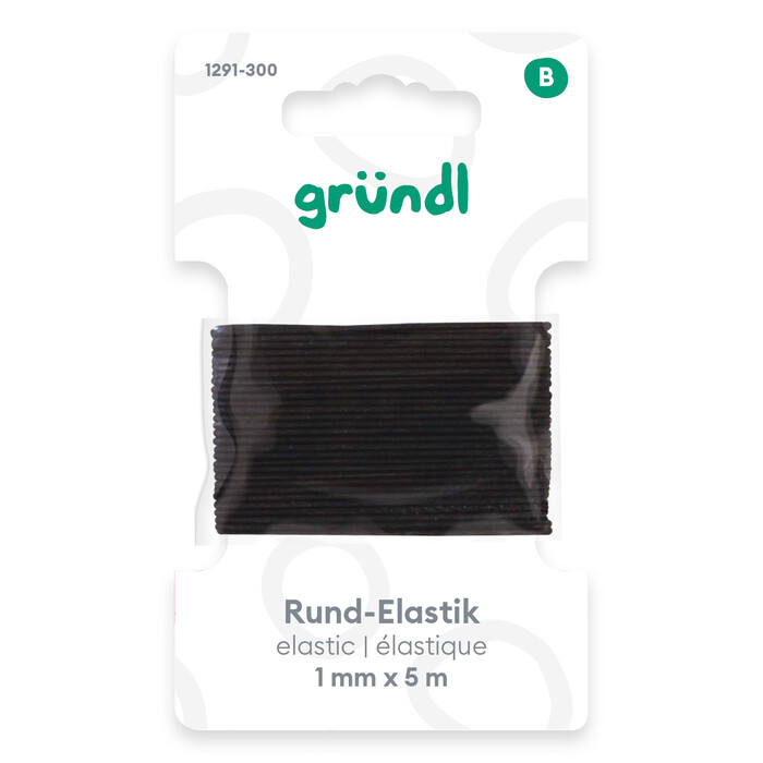 GRÜNDL Gummiband Rund-Elastic 1 mm x 5 m schwarz
