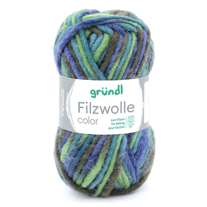 GRÜNDL Filzwolle Color 50g grün/blau/grau