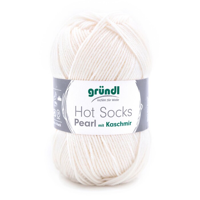 GRÜNDL Wolle Hot Socks Pearl Uni 4-fach 50g creme
