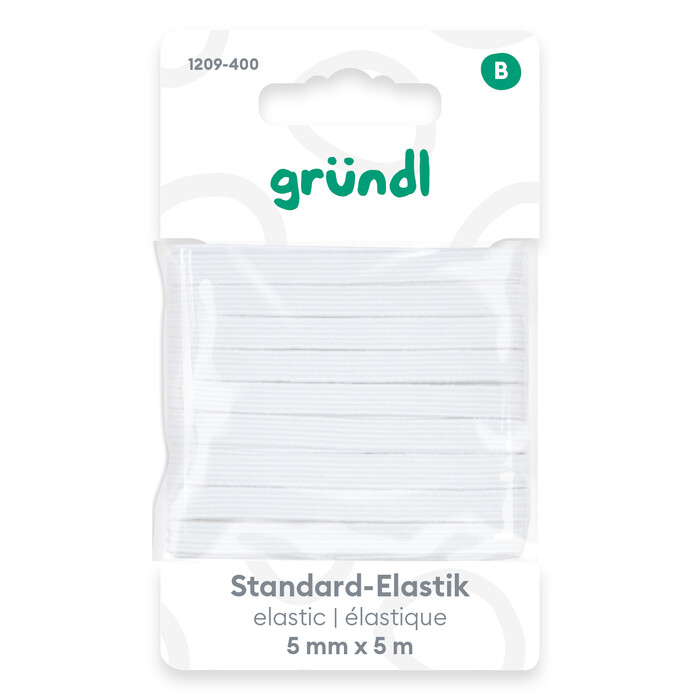 GRÜNDL Gummiband Standard Elastik 5 mm x 5 m weiß