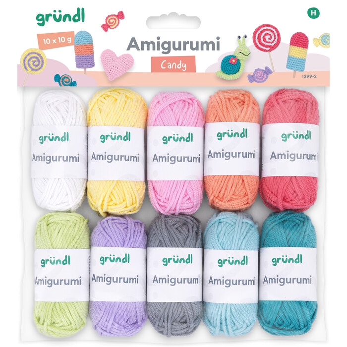 GRÜNDL Häkel-Set Amigurumi 10 Stück je 10 g mehrere Farben