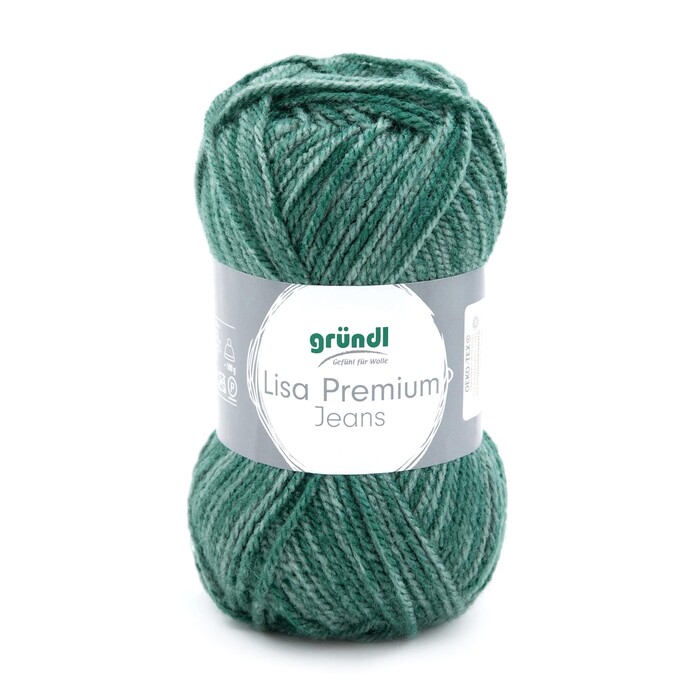 GRÜNDL Garn Lisa Premium Jeans 50g flaschengrün meliert