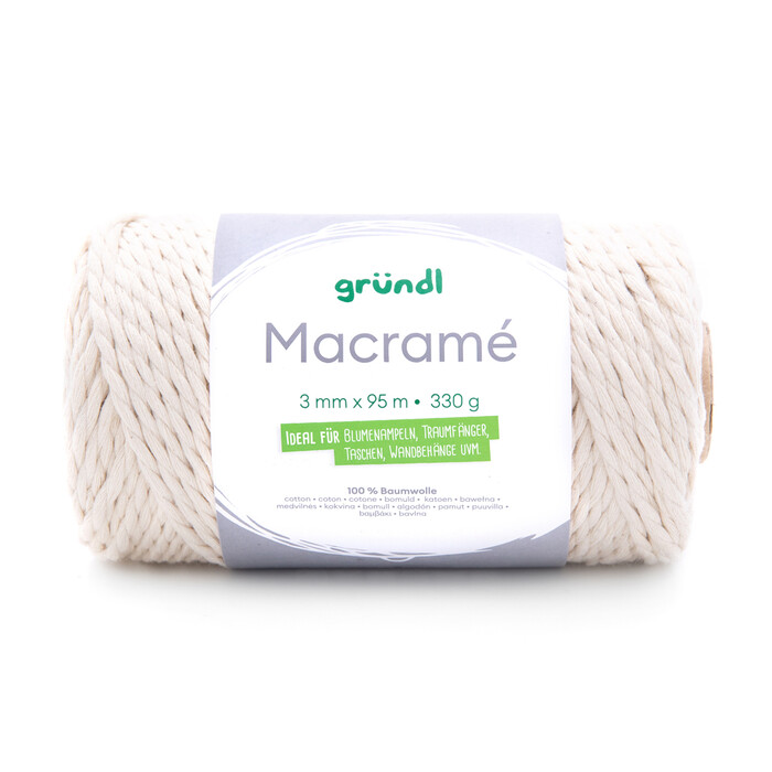 GRÜNDL Macramé-Garn 3 mm x 95 m natur
