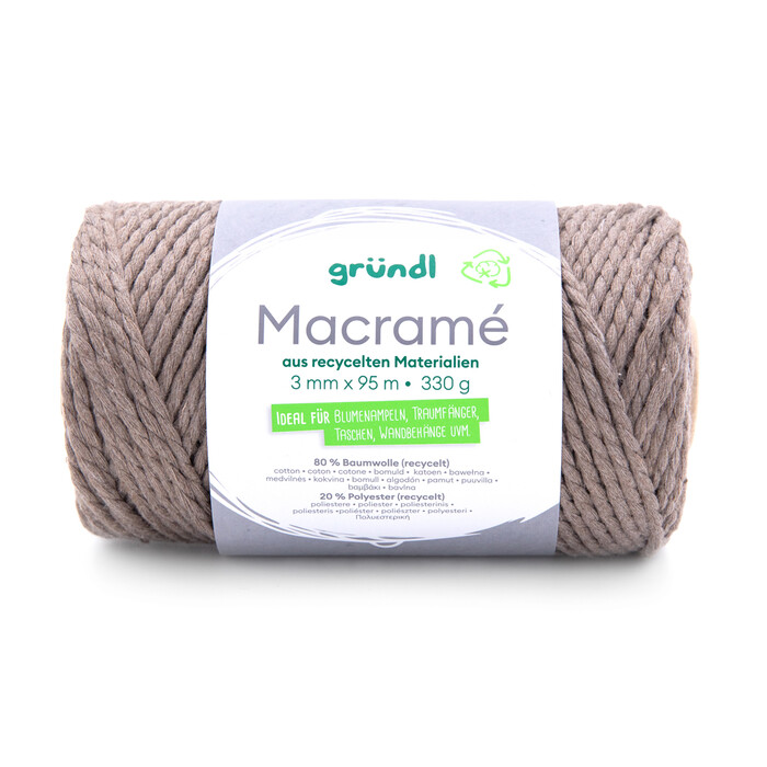 GRÜNDL Macramé-Garn 3 mm x 95 m dunkelbeige