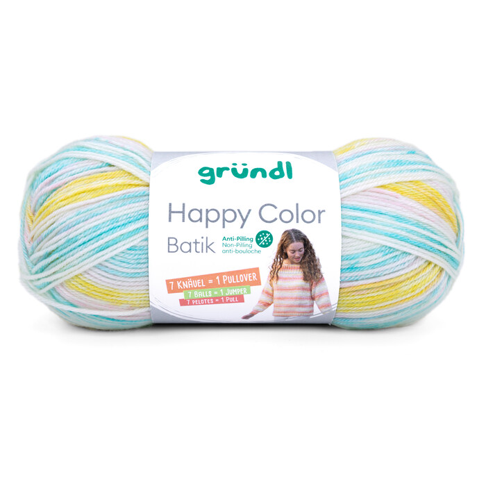 GRÜNDL Garn Happy Color Batik 100g weiß/narzisse/mint/rosé