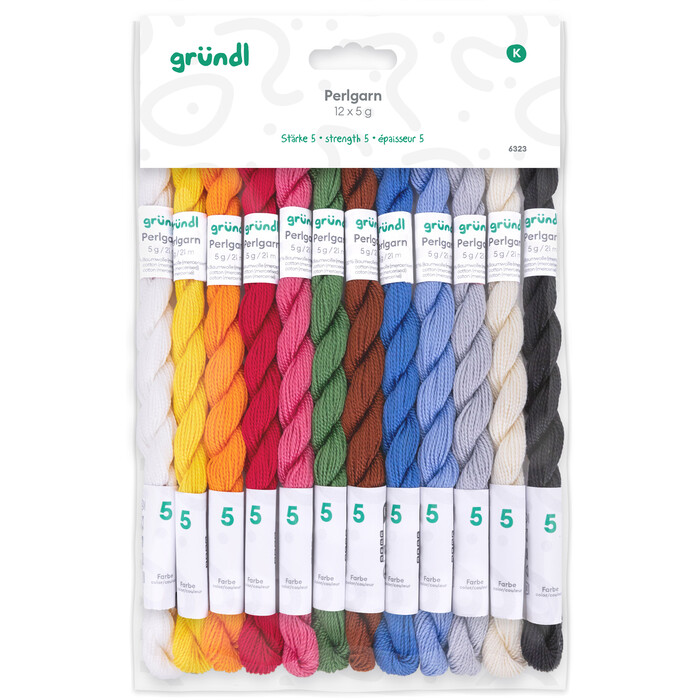 GRÜNDL Perlgarn-Set 12 Farben mit je 5g