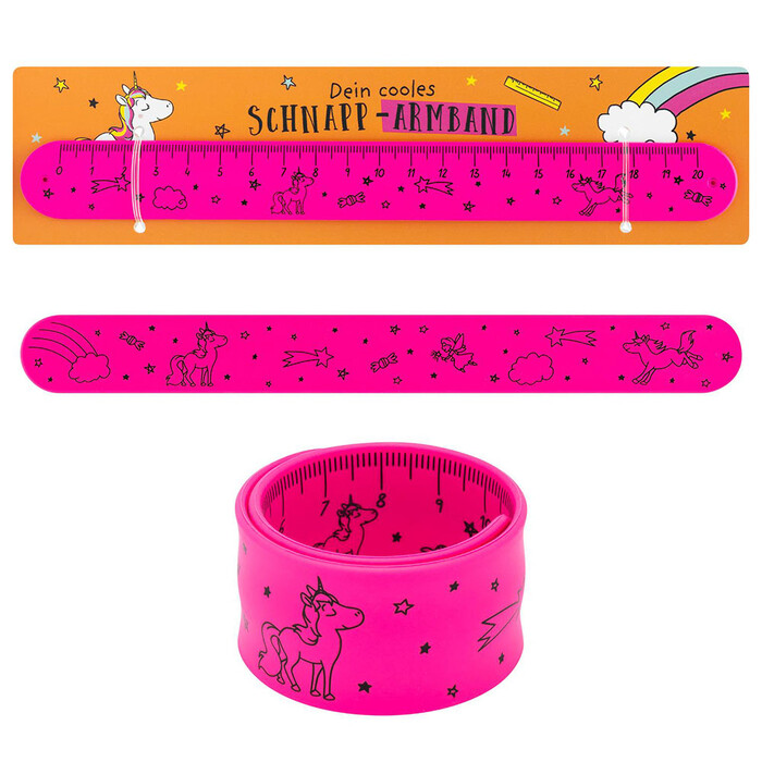 Schnapp-Armband Einhorn mit Linealfunktion 20 cm rosa