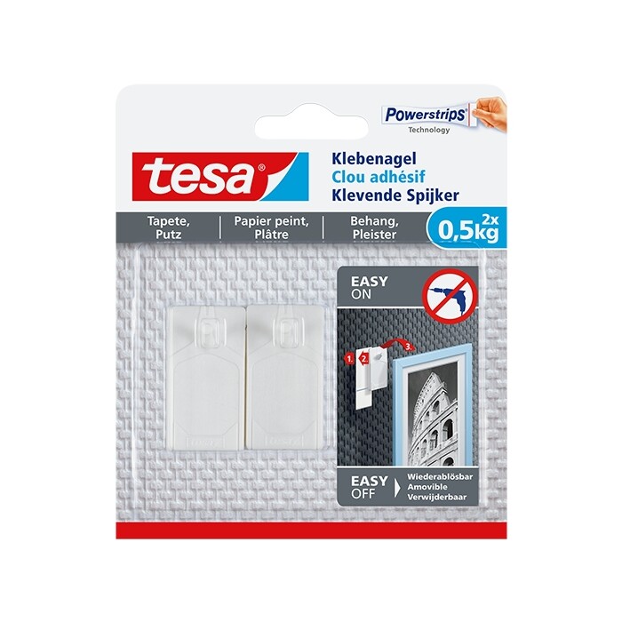 tesa® Klebenagel - für Tapete & Putz - Haftkraft bis 0,5 kg - ablösbar - 2 Stück - Image 7