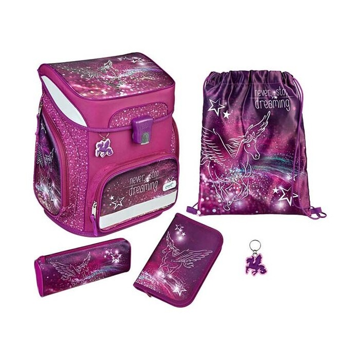 SCOOLI Schultaschen-Set Easy Fit: Pegasus 5-teilig violett