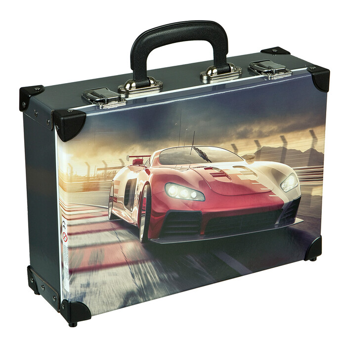 Handarbeitskoffer Rennauto 33 x 23 x 10 cm bunt