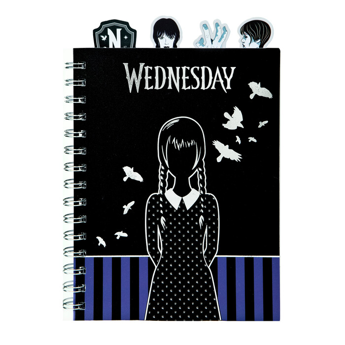 Notizbuch Wednesday A5 mit Spiralbindung schwarz/violett