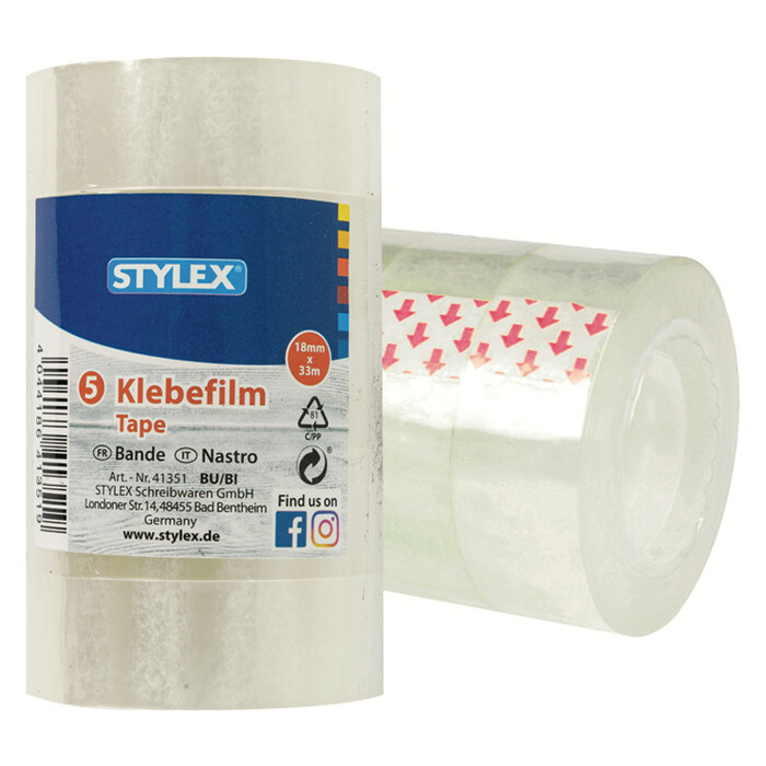 STYLEX Klebeband 18 mm x 33 m 5 Stück transparent
