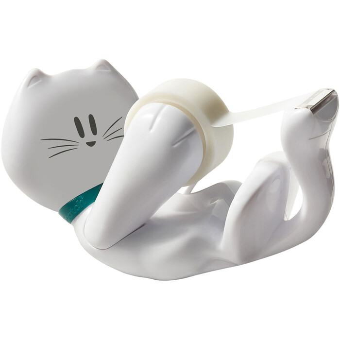 SCOTCH Klebeband-Abroller Katze 19 mm x 8,9 m weiß