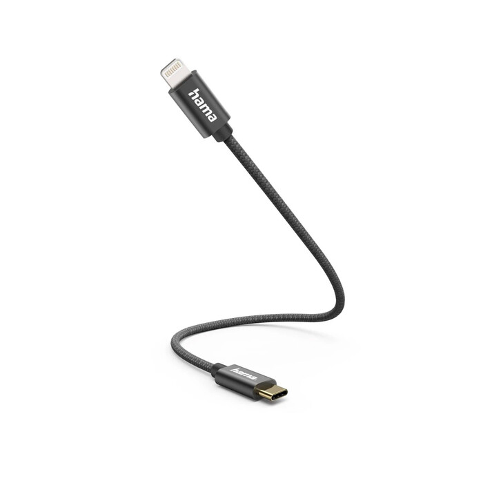 HAMA Ladekabel USB-C zu Lightning Nylon 0,2 m schwarz