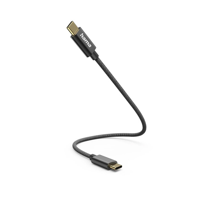 HAMA Ladekabel USB-C zu USB-C Nylon 0,2 m schwarz