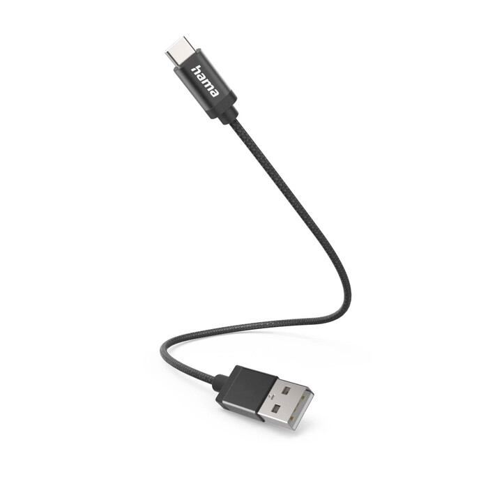 HAMA Ladekabel USB-A zu USB-C Nylon 0,2 m schwarz
