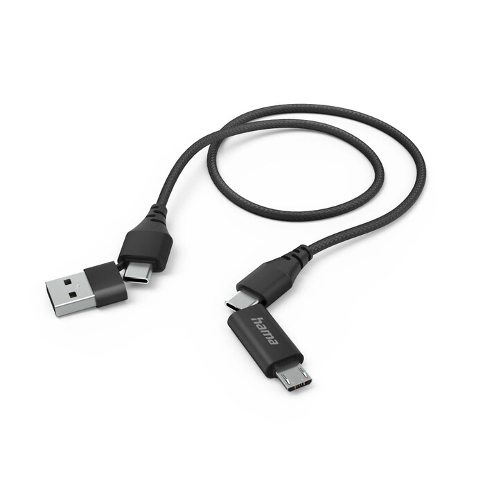 HAMA 4in1 Multi-Ladekabel USB-C/USB-A und USB-C/Micro-US, 1,5 m schwarz