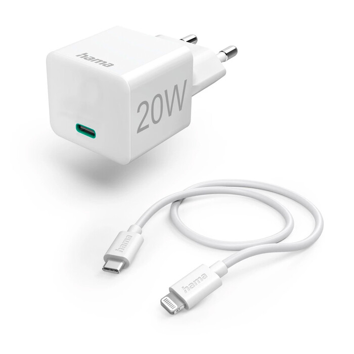 HAMA Schnellladegerät mit Lightning Ladekabel PD 20W 1 m weiß