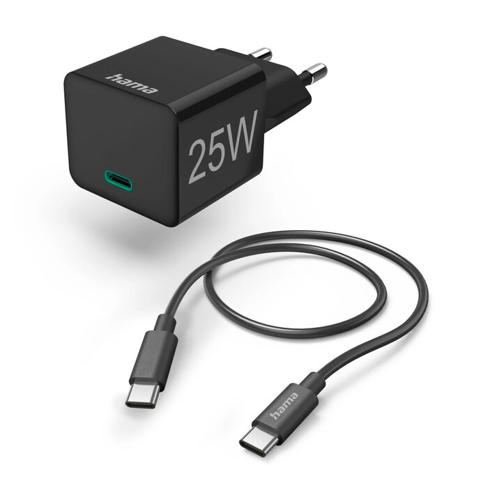 HAMA Schnellladegerät mit USB-C Ladekabel PD 25W 1,5 m schwarz