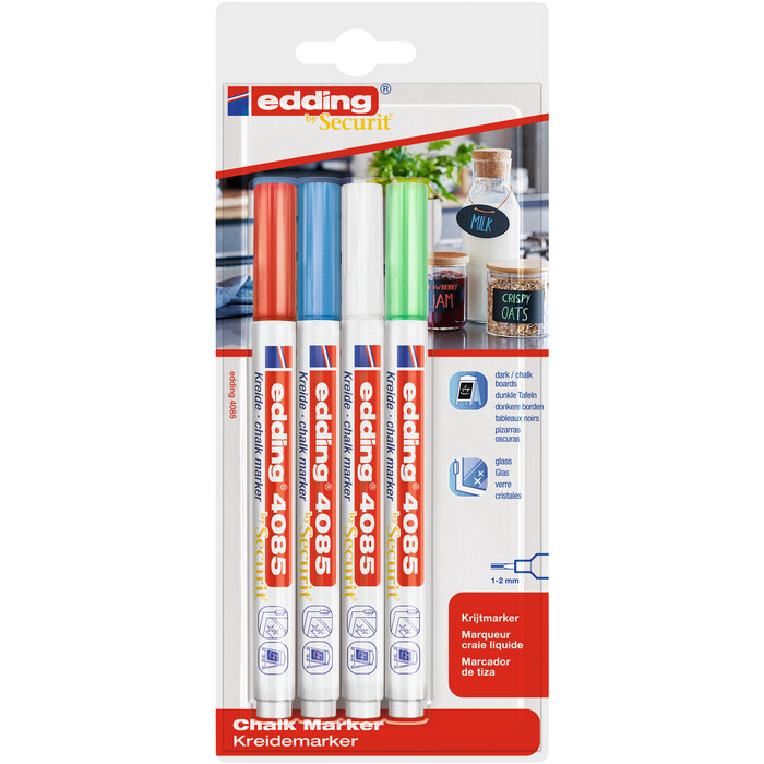 EDDING Kreidemarker-Set 4085 basic 1-2 mm 4 Stück mehrere Farben